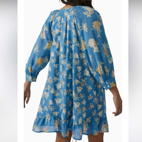 NEW Free People Carmella Mini Dress Blue Floral River Combo Boho Size XS - Picture 6 of 15